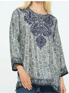 Cultural elements Floral Tunic  embroidery with Border Detail size L